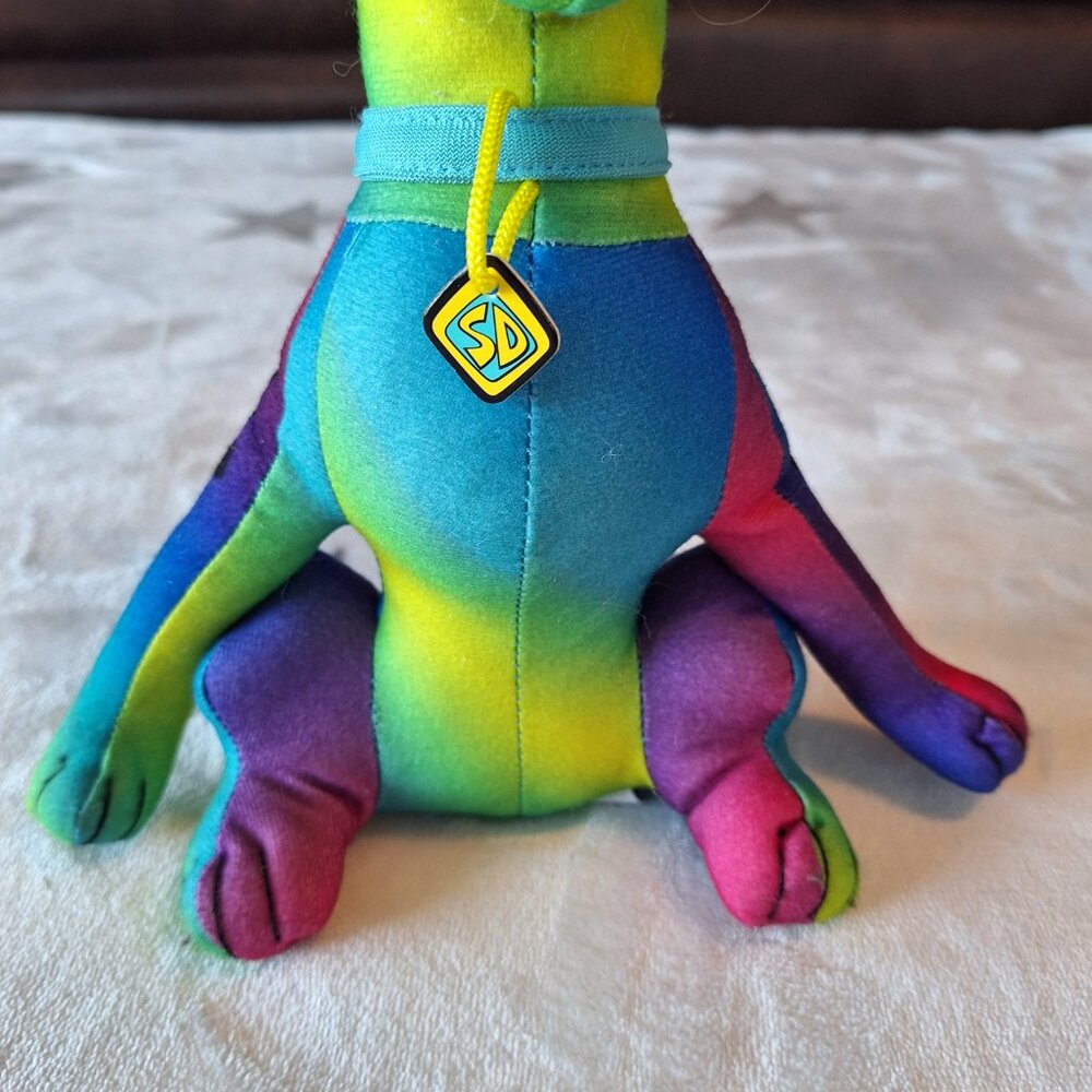 Toy Factory Scooby Doo 9” Rainbow Tie Dye Colorful Stuffed Plush Dog Toy Factory - Picture 5 of 13